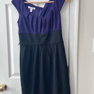 London Times Purple and Black Midi Dress